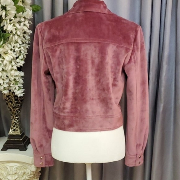 ❤ Nine West Pink Velvet Bomber Jacket - Picture 3 of 8